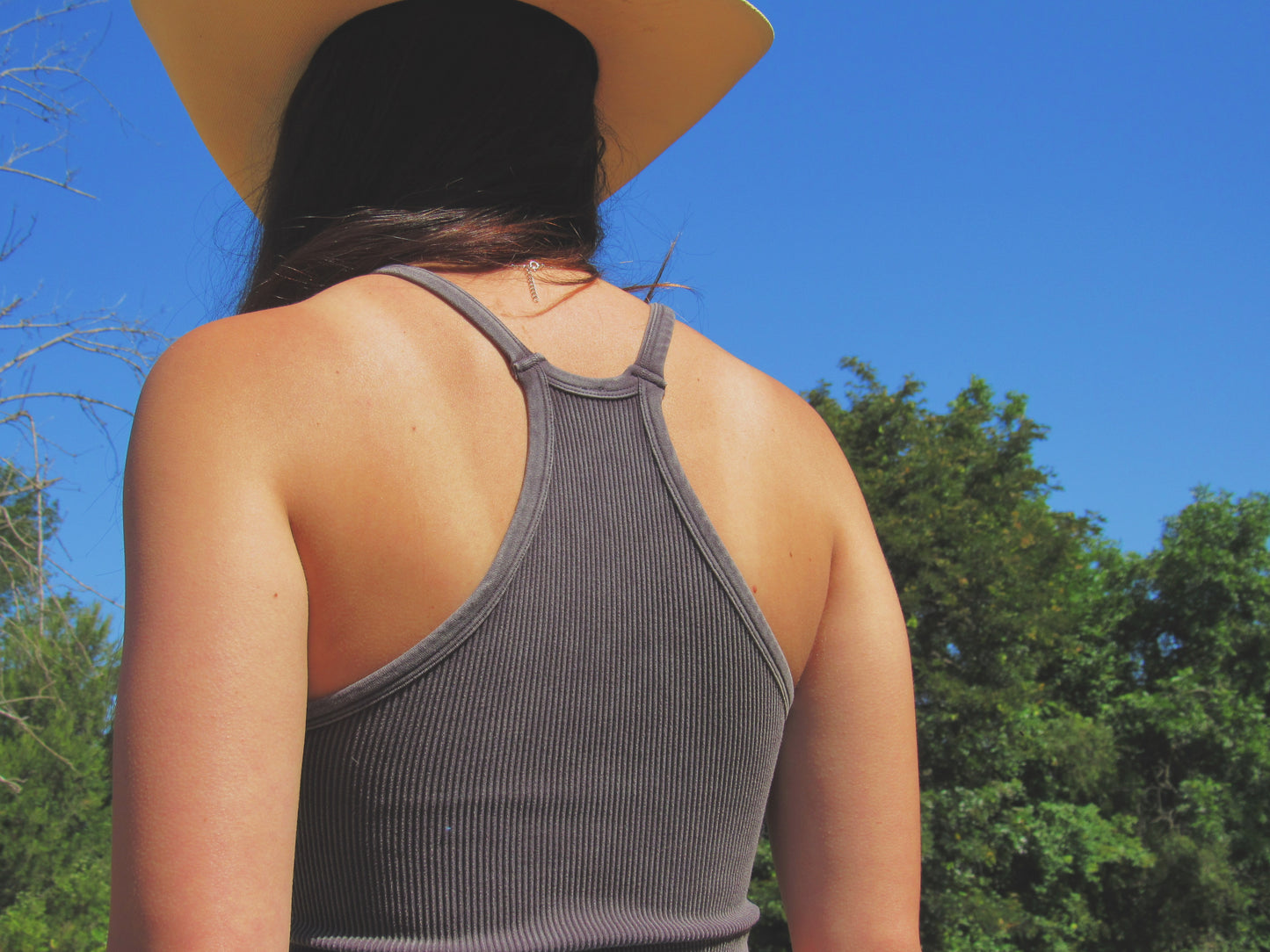 Ash Gray Ribbed Crop Top