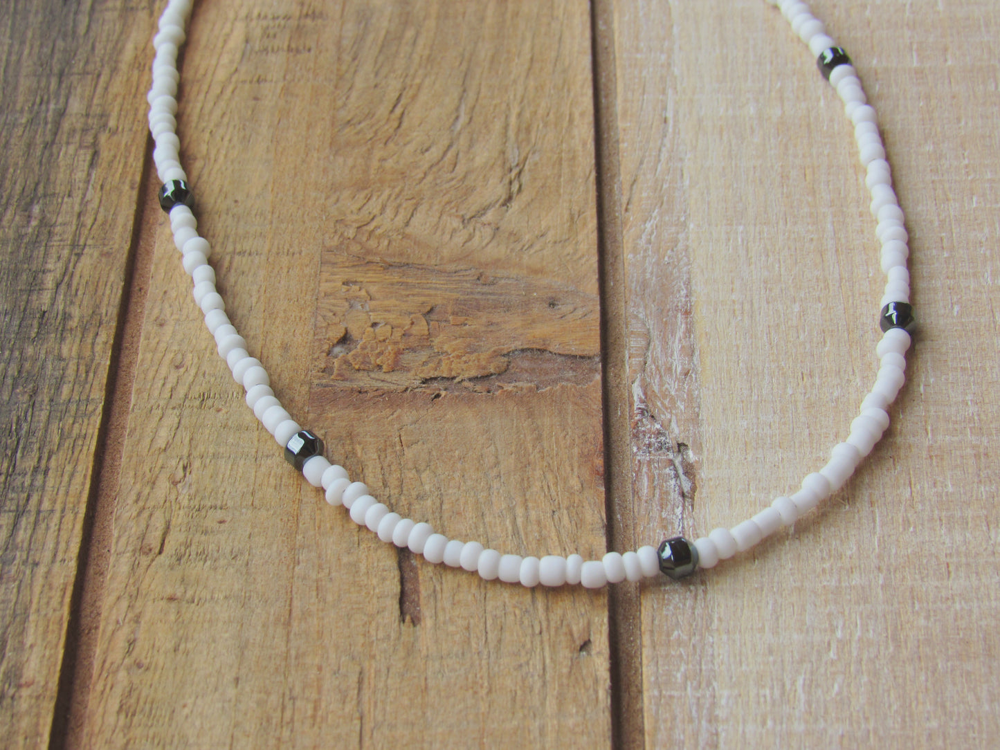 Gray and white Choker