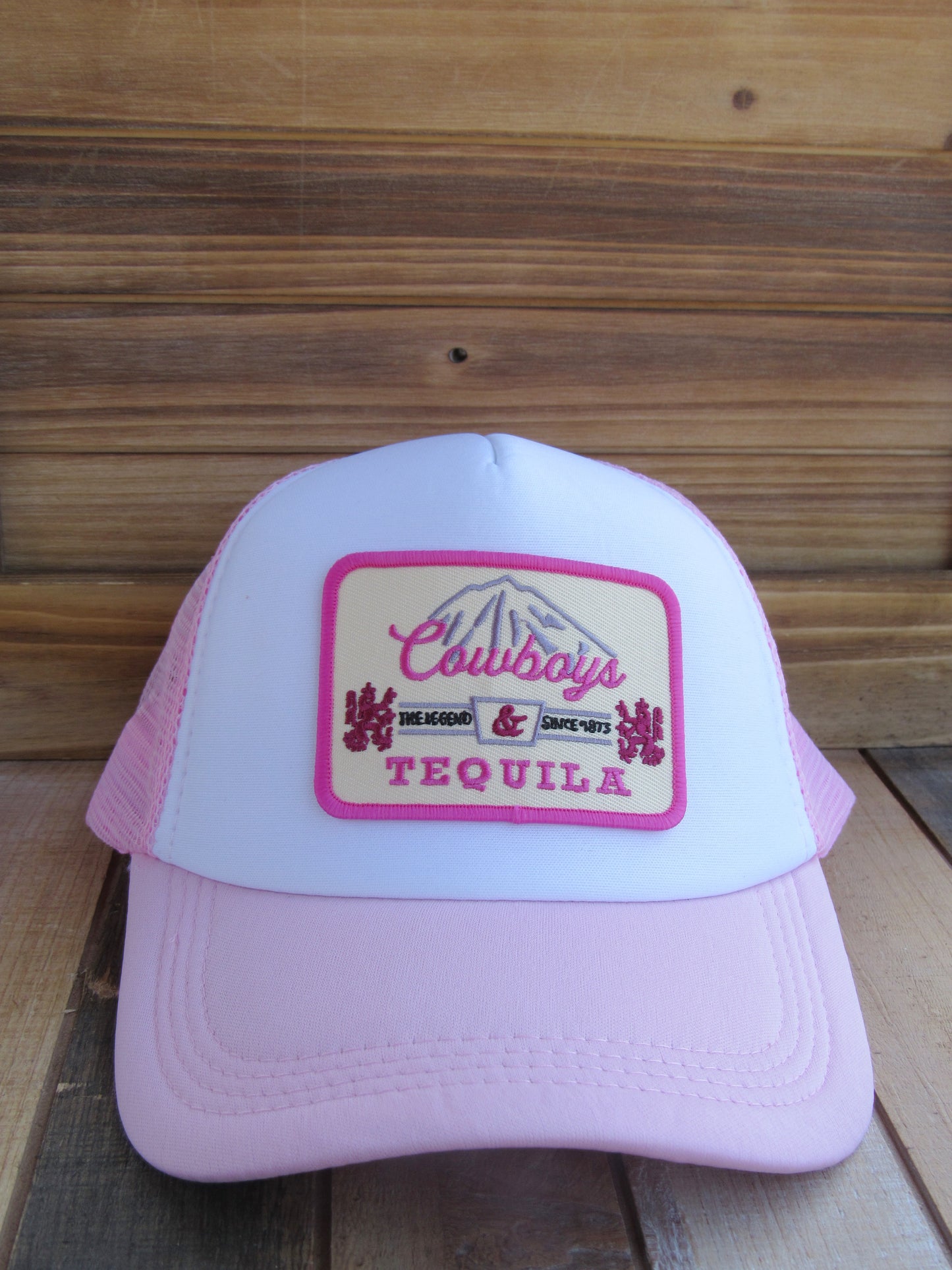 Cowboys & Tequila Trucker Hat - Light Pink