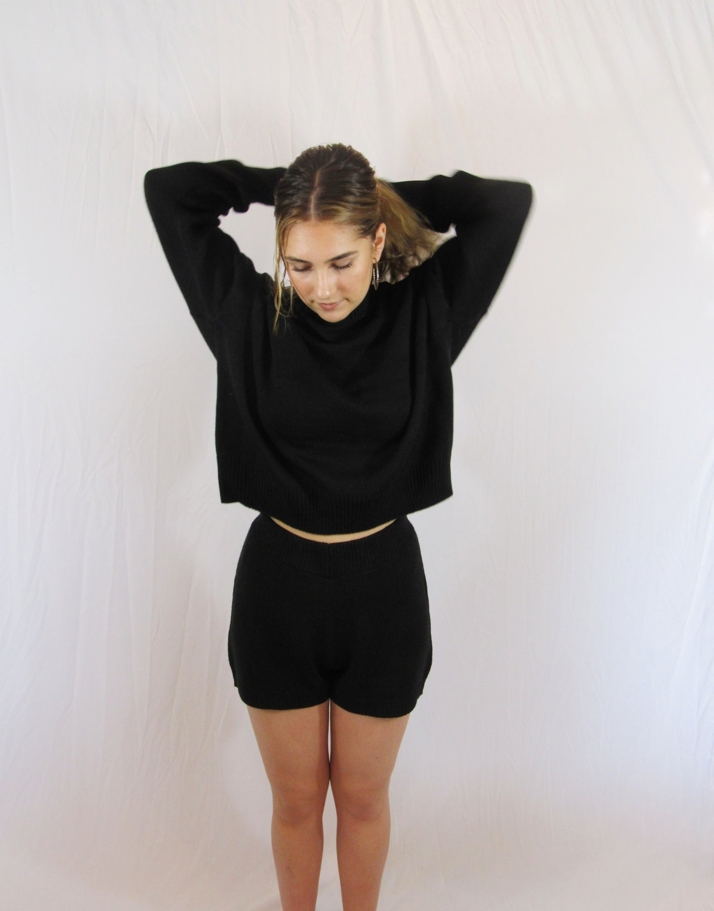 Sweater & Shorts two piece set - Black