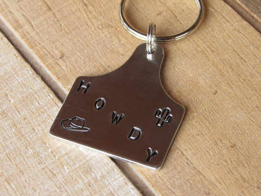 Stamped Howdy Keychain