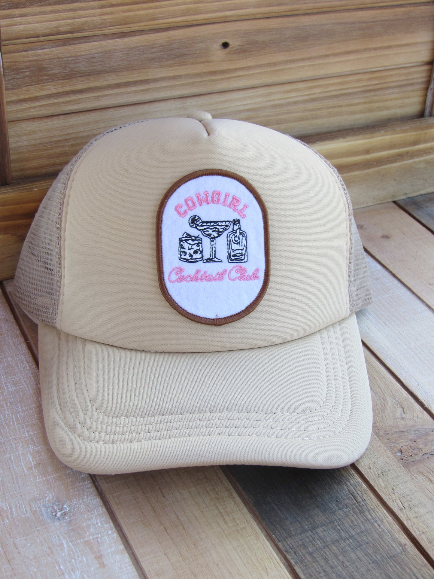 Cowgirl Cocktail Club Trucker Hat - Tan