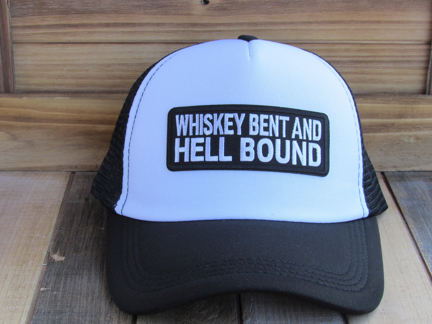 Whiskey Bent and Hell Bound Trucker Hat - Black