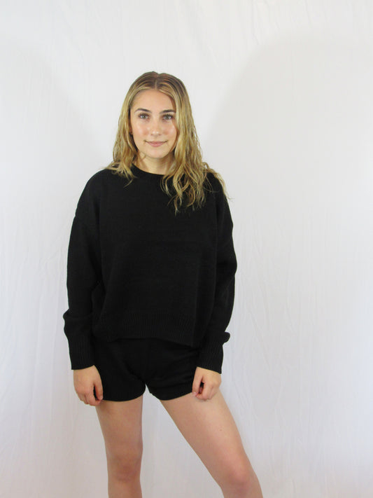 Sweater & Shorts two piece set - Black